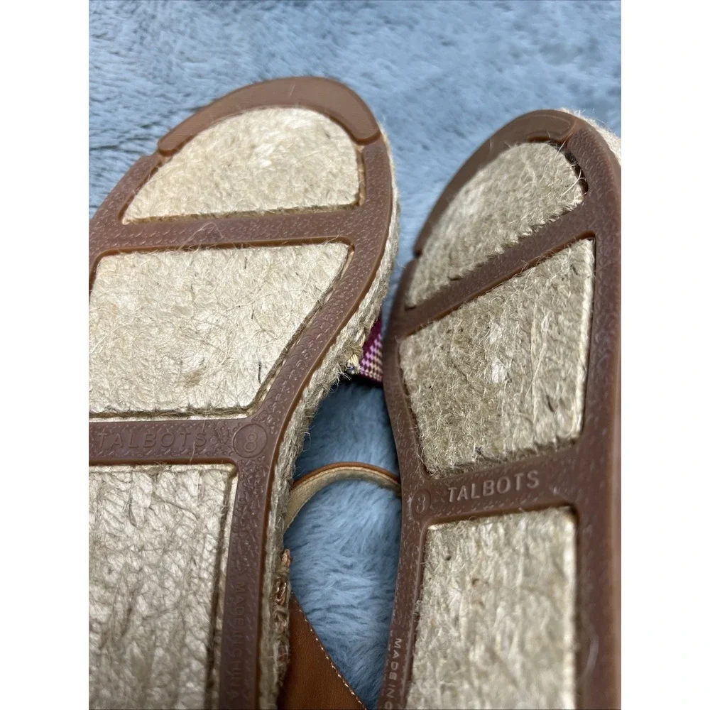 TALBOTS Espadrilles IZZY D'ORSAY Closed Toe‎ Ankle Strap Woven Madras Flats S 8